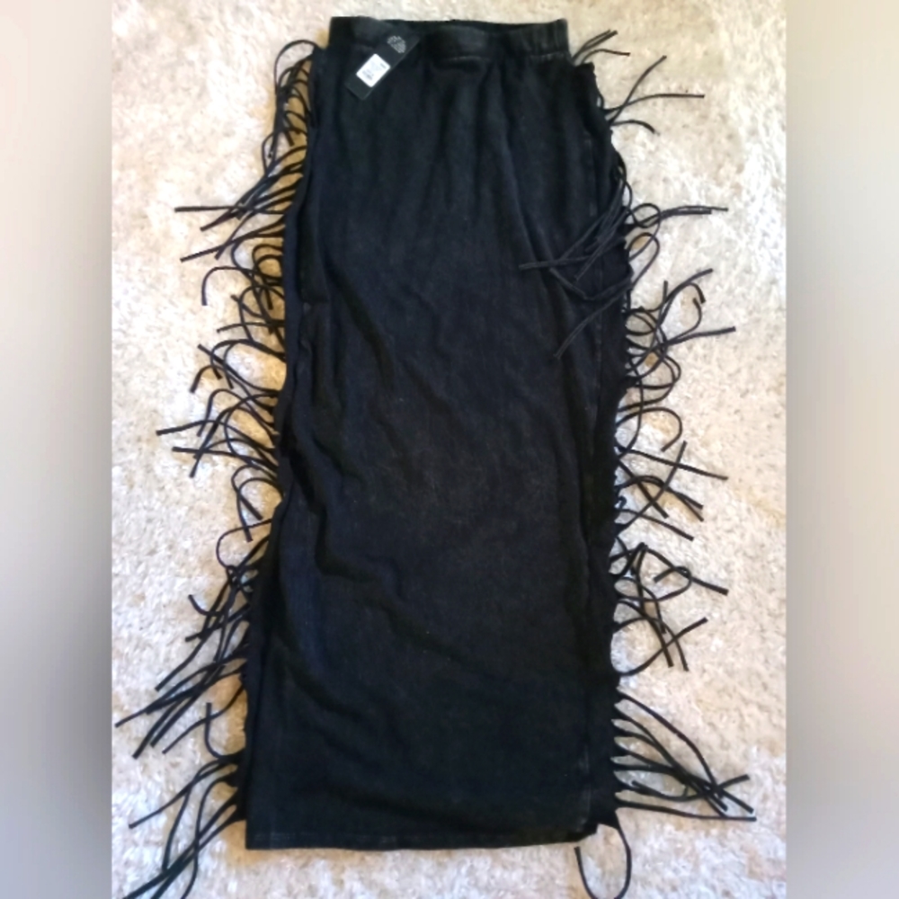 Fringe maxi skirt